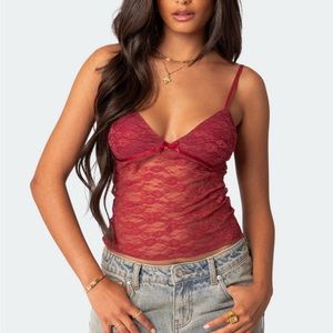 Red Edikted lace top size medium